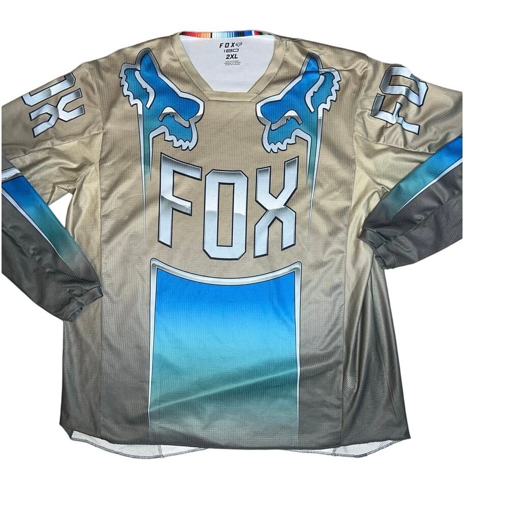Fox Racing motocross Jersey shirt long sleeve , Blue/Grey men size 2XL flaw